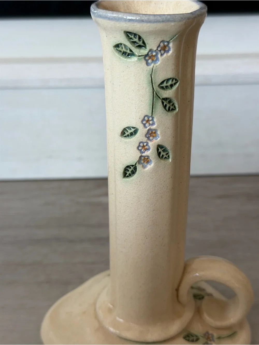 Forget Me Not clay pottery candlestick MPM